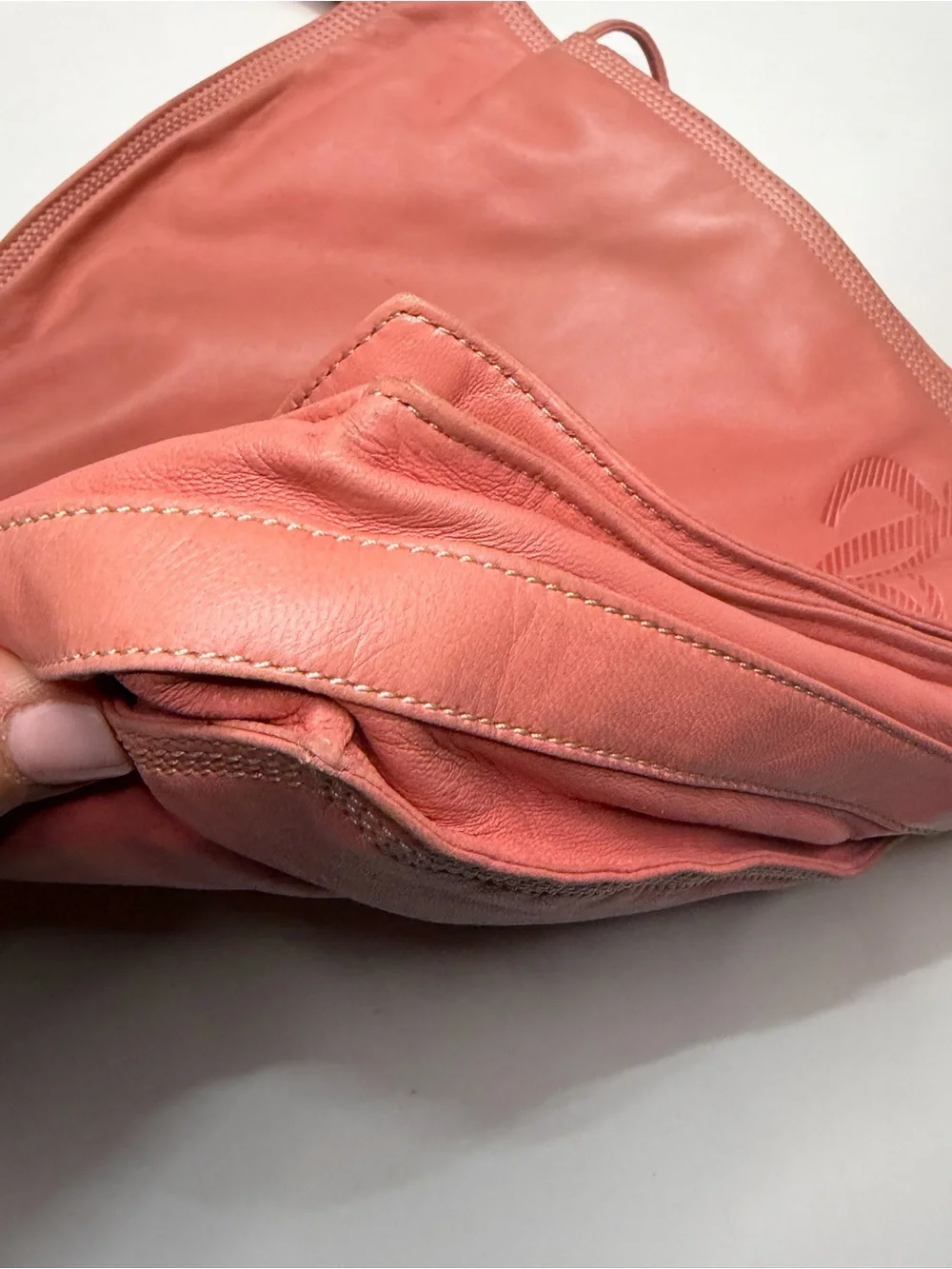 Loewe Coral Pink Leather Shoulder Bag with Anagram Detail
